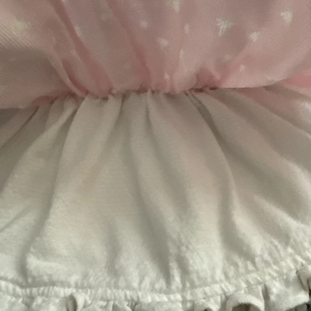 Vintage Disney Winnie the Pooh Pink Floral Embroidered Apron Dress Ruffle Sleeve
